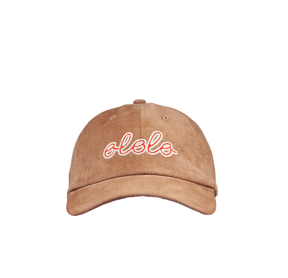 Cursive Cord Cap - Brown